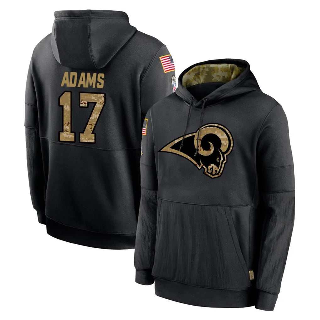Pouc LA.Rams #17 Davante Adams Player Black Salute to Service Hoodies Limited Game Stitched Jerseys