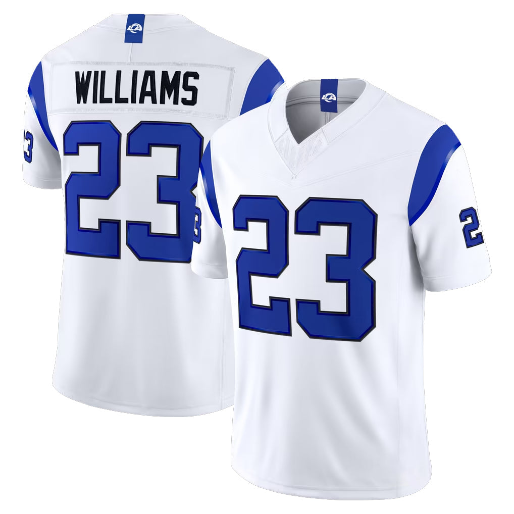Pouc LA.Rams #23 Kyren Williams Player Fearsome White Limited Vapor F.U.S.E. Home Game Stitched Jerseys