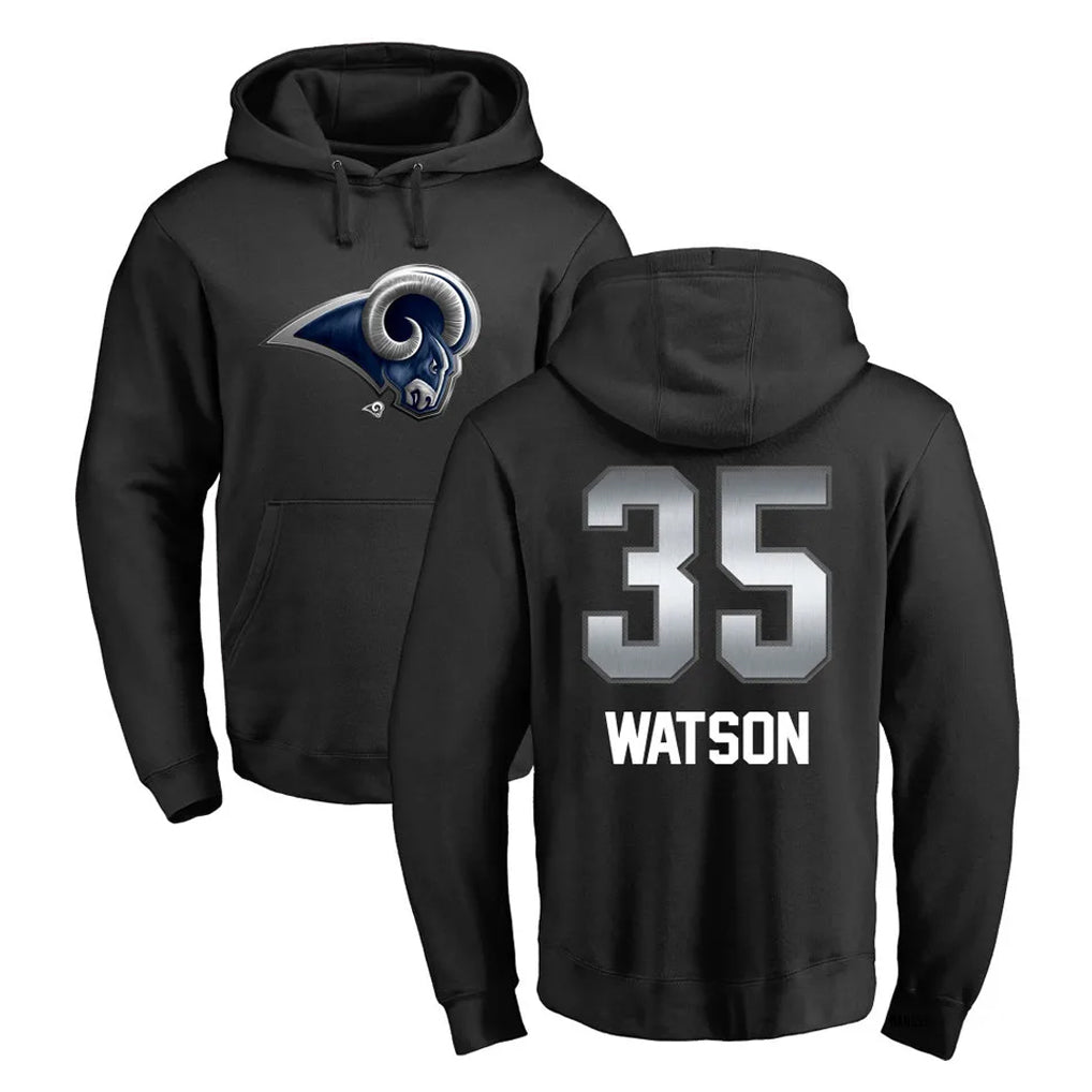 Pouc LA.Rams #35 Jaylen Watson Player Black Pullover Hoodie Limited Game Stitched Jerseys