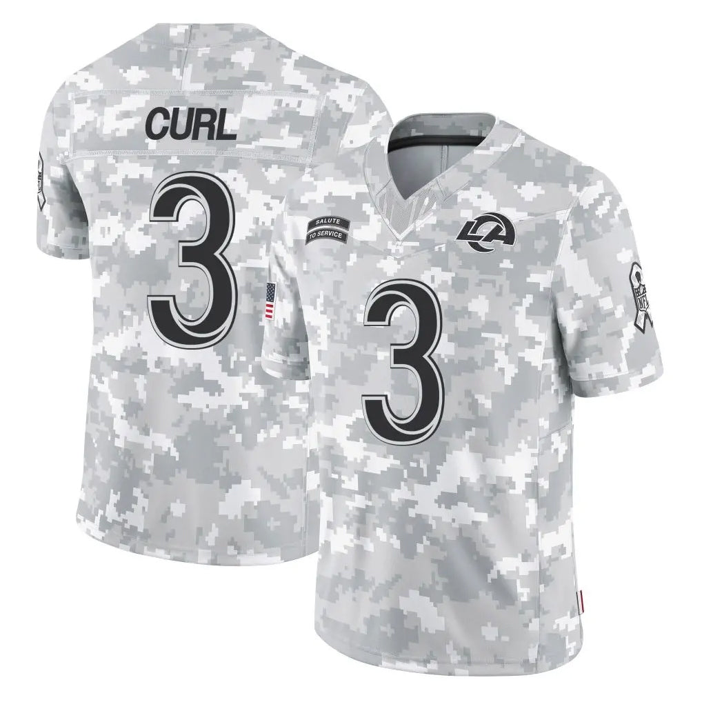 Pouc LA.Rams #3 Kam Curl Player Arctic Camo Salute To Service Limited Game Stitched Jerseys