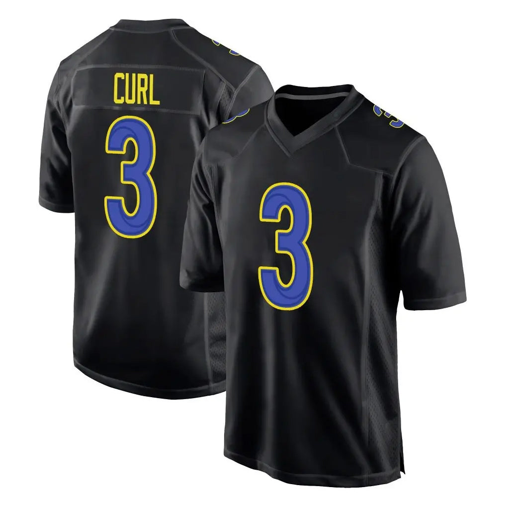Pouc LA.Rams #3 Kam Curl Player Black Fashion Limited Home Game Stitched Jerseys