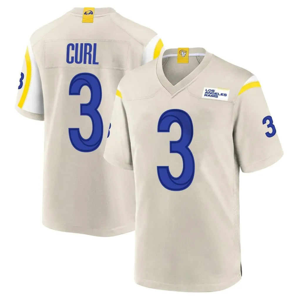 Pouc LA.Rams #3 Kam Curl Player Bone Home Game Stitched Jerseys