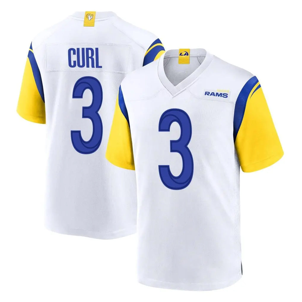 Pouc LA.Rams #3 Kam Curl Player White Home Game Stitched Jerseys