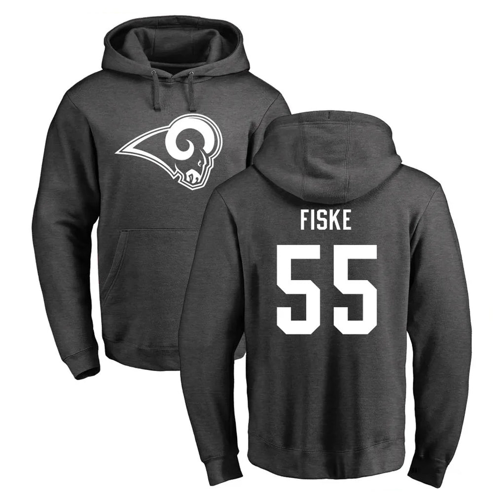 Pouc LA.Rams #55 Braden Fiske Player Gray Pullover Hoodie Limited Game Stitched Jerseys