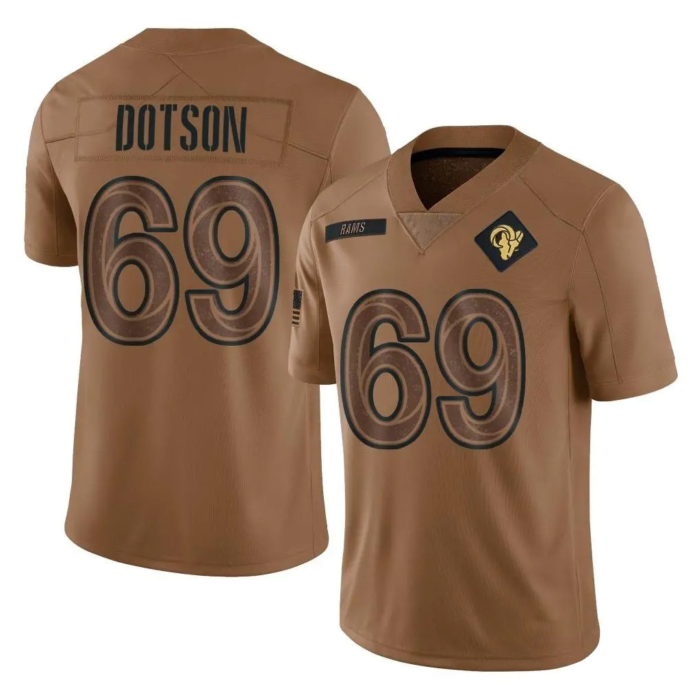 Pouc LA.Rams #69 Kevin Dotson Player Brown Salute To Service Limited Stitched Jerseys