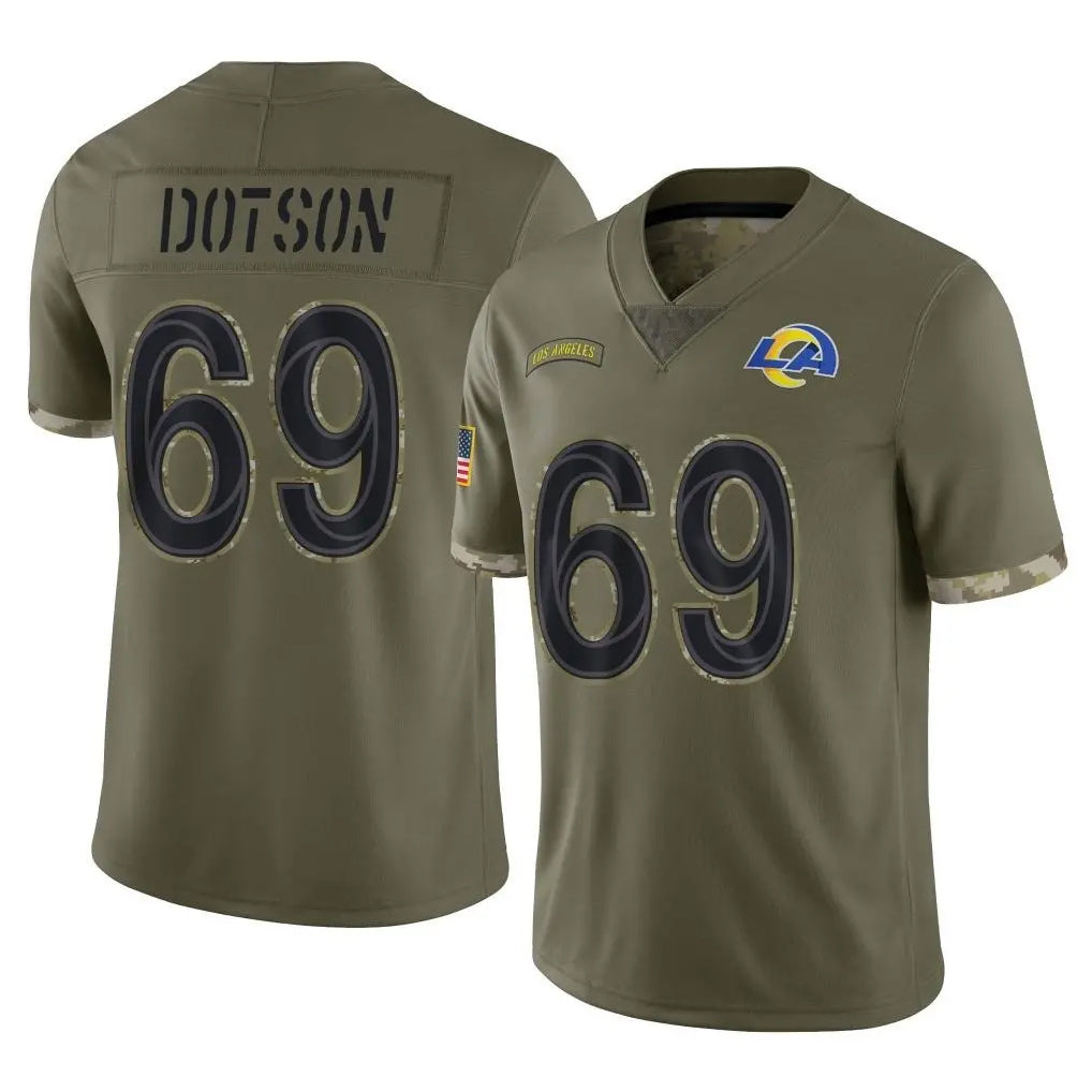 Pouc LA.Rams #69 Kevin Dotson Player Olive Salute To Service Limited Stitched Jerseys