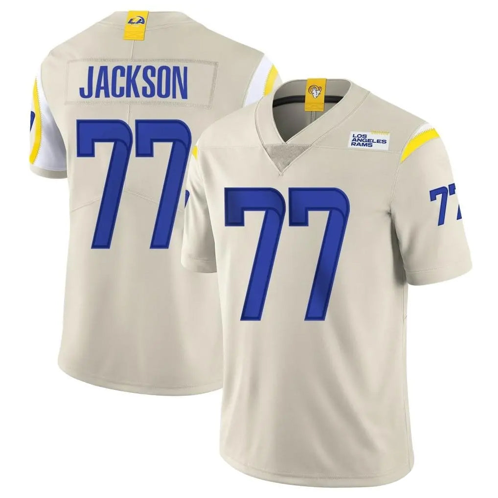 Pouc LA.Rams #77 Alaric Jackson Player Bone Limited Vapor Home Game Stitched Jerseys