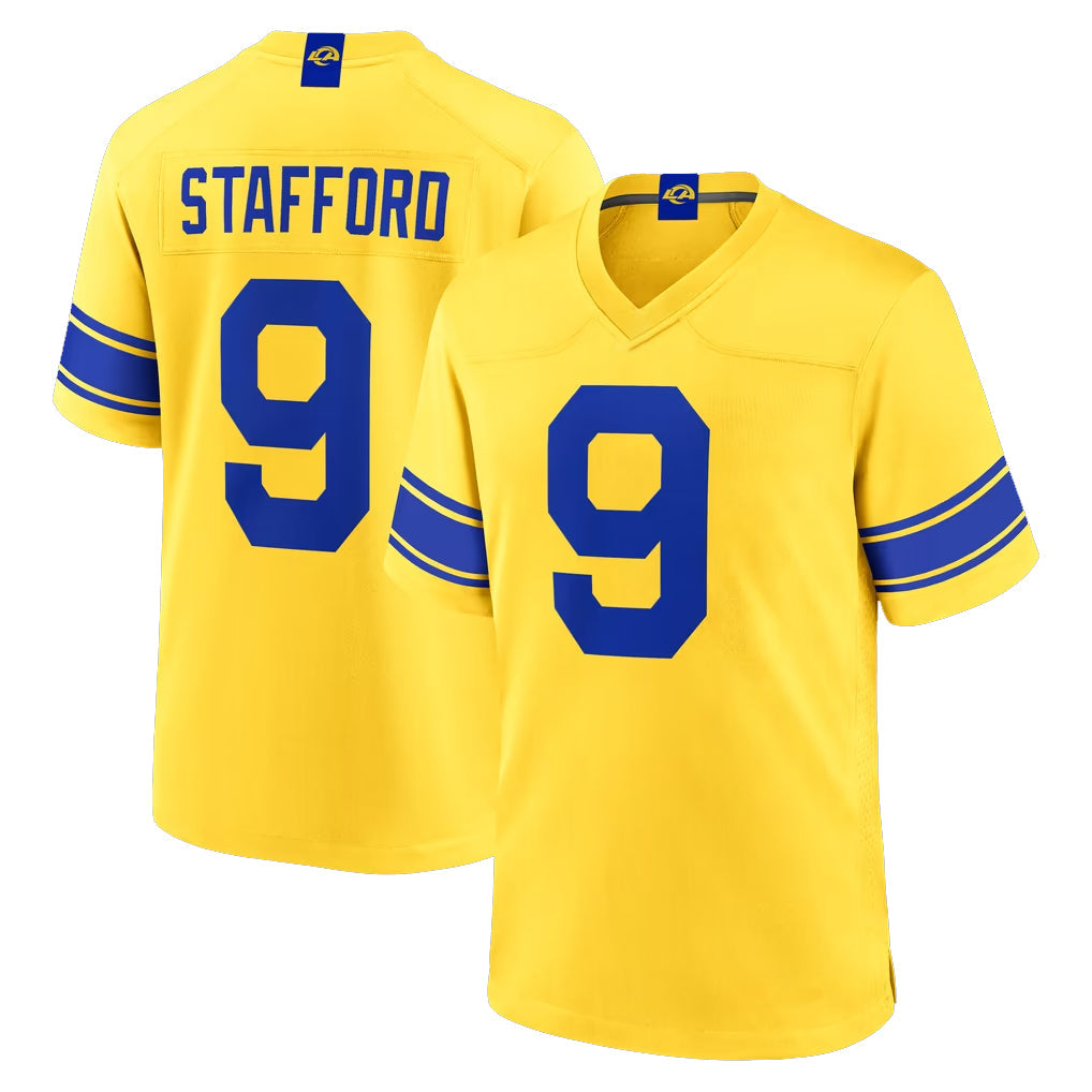 Pouc LA.Rams #9 Matthew Stafford Player Gold Classic Sol Home Game Stitched Jerseys