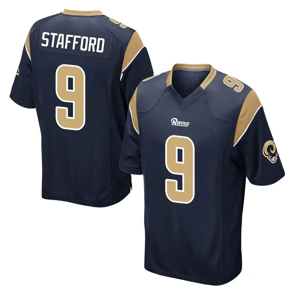 Pouc LA.Rams #9 Matthew Stafford Player Navy Home Game Stitched Jerseys