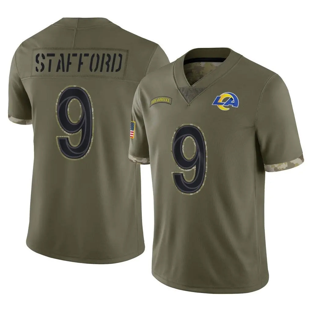 Pouc LA.Rams #9 Matthew Stafford Player Olive Salute To Service Limited Stitched Jerseys