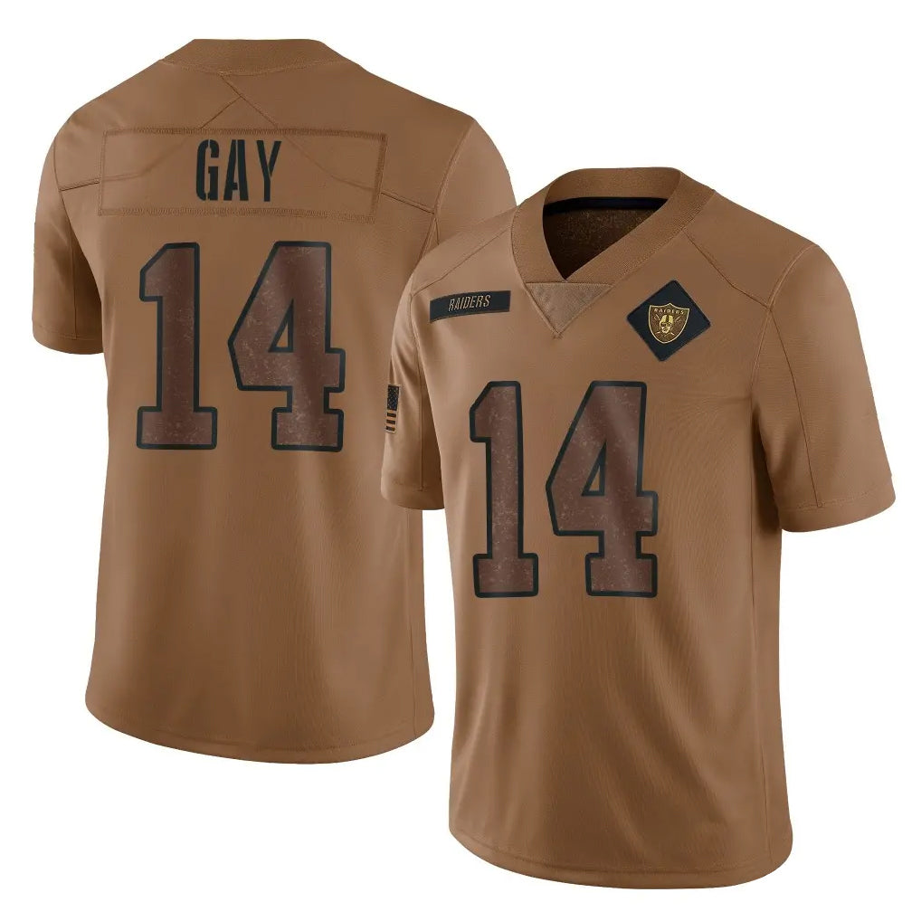 Pouc LV.Raiders #14 Matt Gay Player Brown Salute To Service Limited Stitched Jerseys