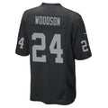 Pouc LV.Raiders #24 Charles Woodson Player Black Home Game Stitched Jerseys