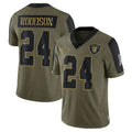 Pouc LV.Raiders #24 Charles Woodson Player Salute To Service Olive Stitched Jerseys