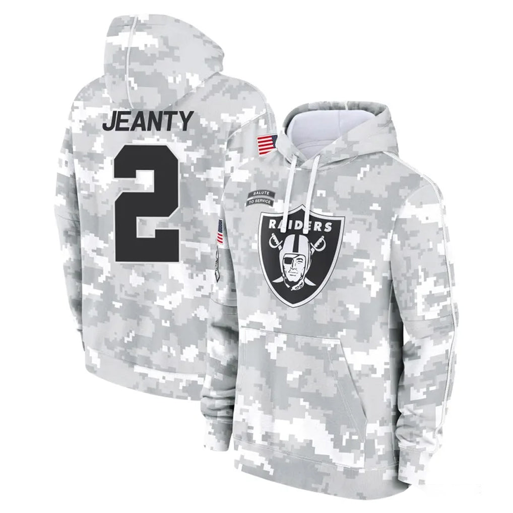 Pouc LV.Raiders #2 Ashton Jeanty Player Arctic Camo Salute to Service Hoodies Limited Game Stitched Jerseys