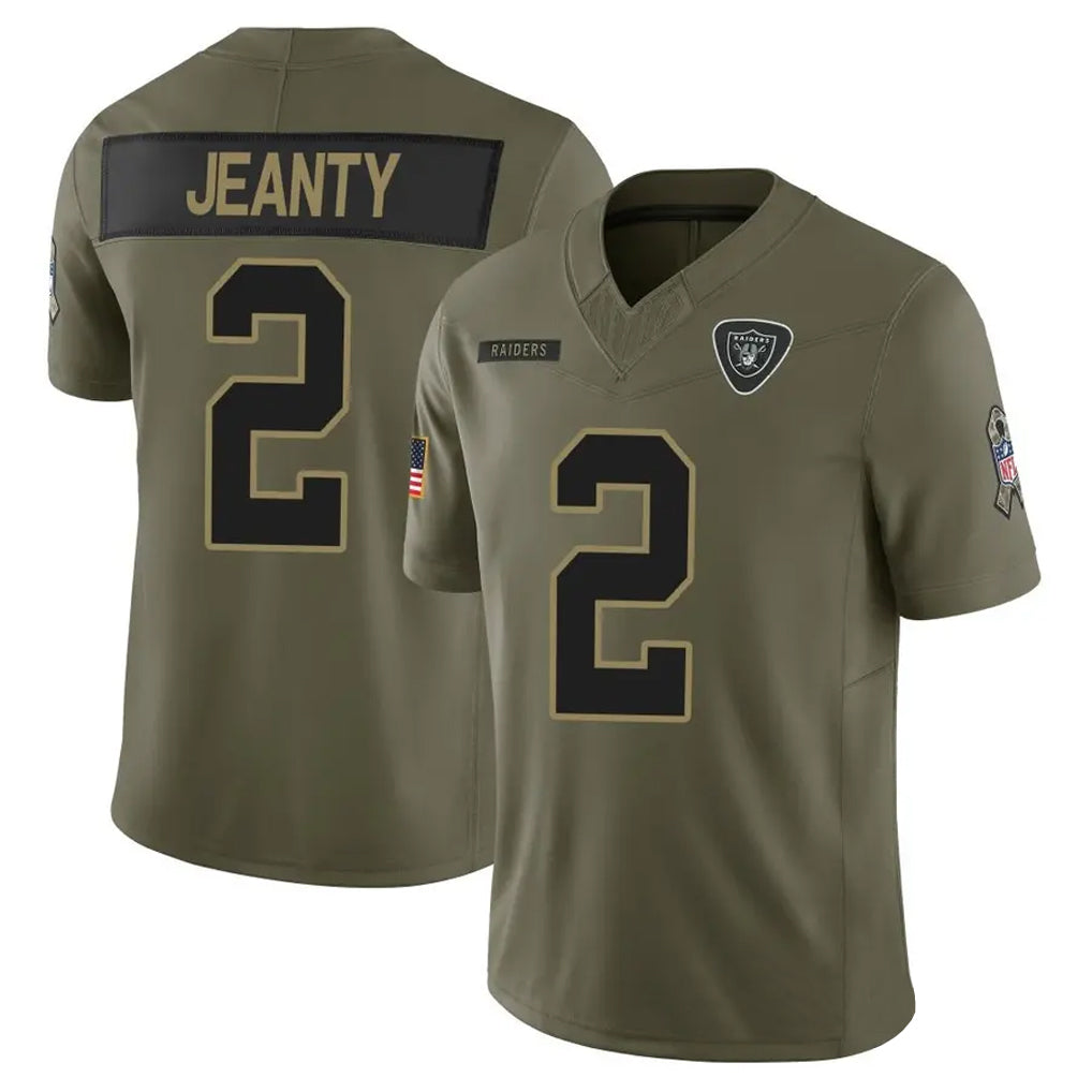 Pouc LV.Raiders #2 Ashton Jeanty Player Salute To Service Limited Olive Stitched Jerseys