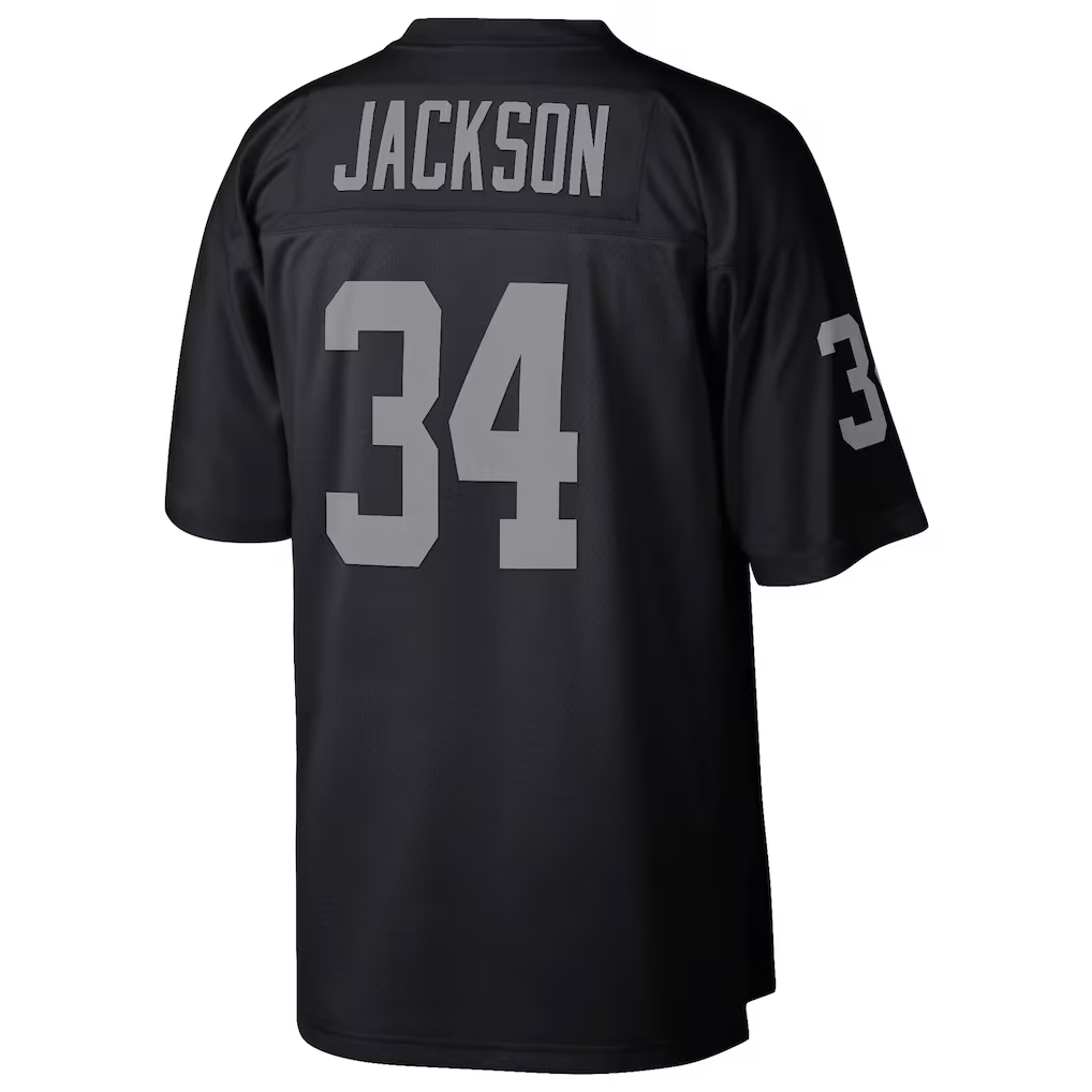 Pouc LV.Raiders #34 Bo Jackson Mitchell & Ness Black Legacy Replica Stitched Jerseys