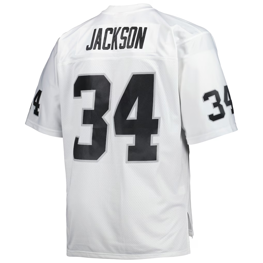 Pouc LV.Raiders #34 Bo Jackson Mitchell & Ness White Big & Tall 1988 Retired Player Replica Stitched Jerseys