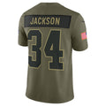 Pouc LV.Raiders #34 Bo Jackson Player Salute To Service Limited Olive Stitched Jerseys
