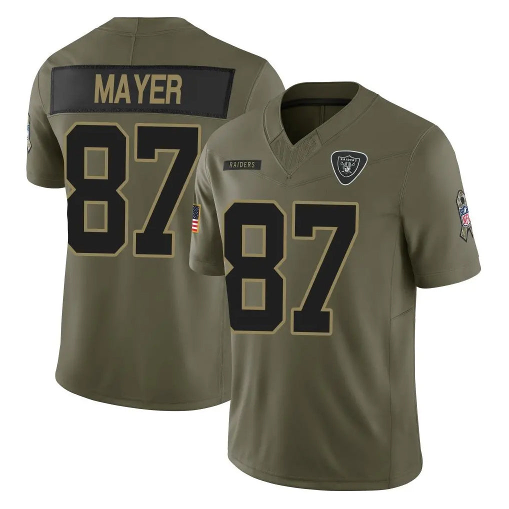 Pouc LV.Raiders #87 Michael Mayer Player Olive 2025 Salute To Service Limited Game Stitched Jerseys