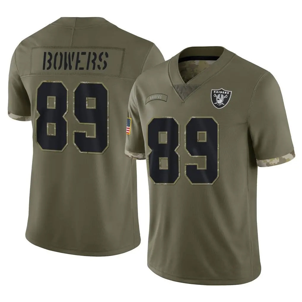 Pouc LV.Raiders #89 Brock Bowers Player Salute To Service Olive Stitched Jerseys