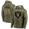 Pouc LV.Raiders #89 Brock Bowers Player Salute to Service Olive Hoodies Stitched Jerseys