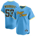 Pouc M.Brewers #53 Brandon Woodruff Player Light Blue City Connect Home Limited Stitched Jerseys