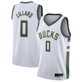 Pouc M.Bucks #0 Damian Lillard White Swingman Player Jerseys - Association Edition