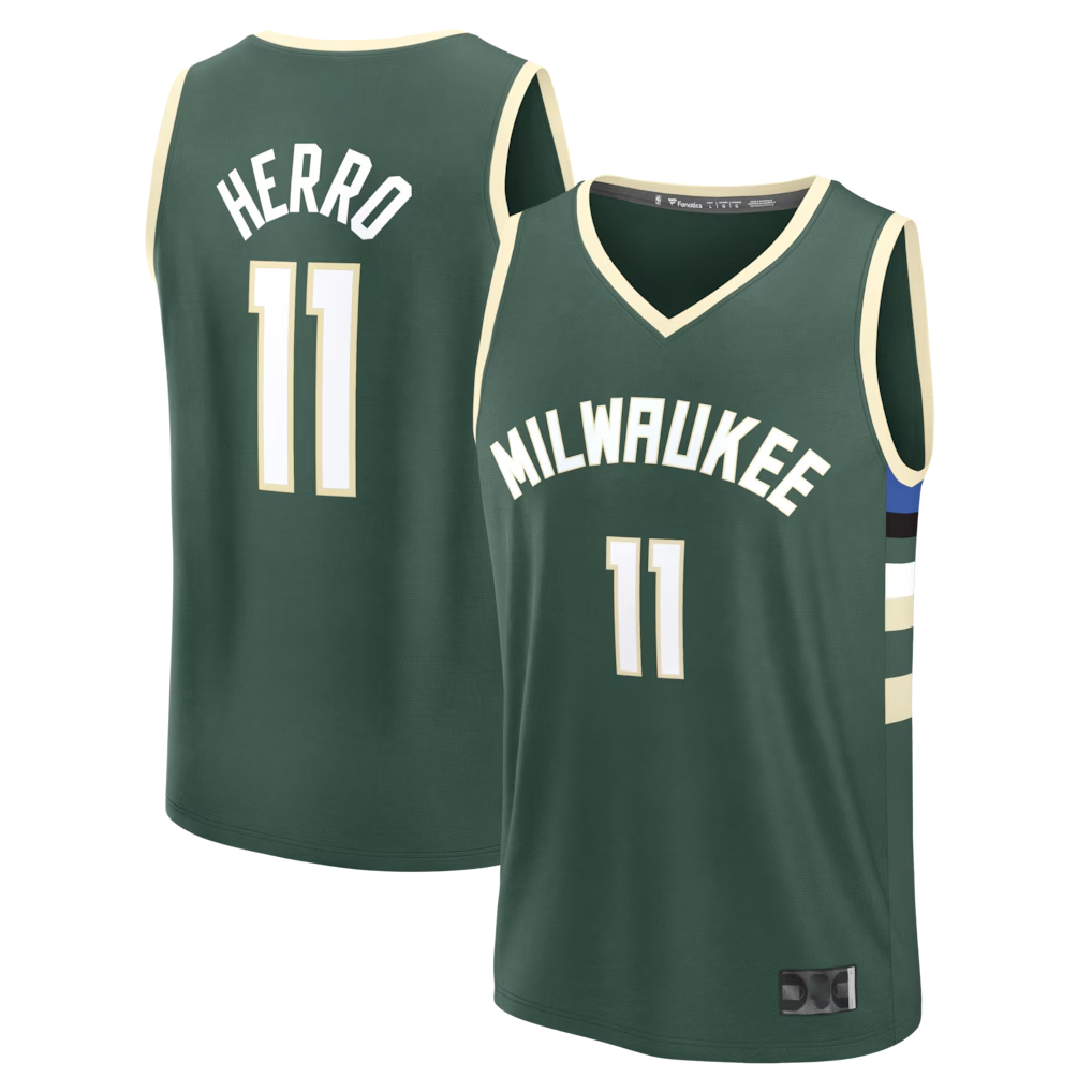 Pouc M.Bucks #11 Tyler Herro Hunter Green Fast Break Replica Jerseys - Icon Edition