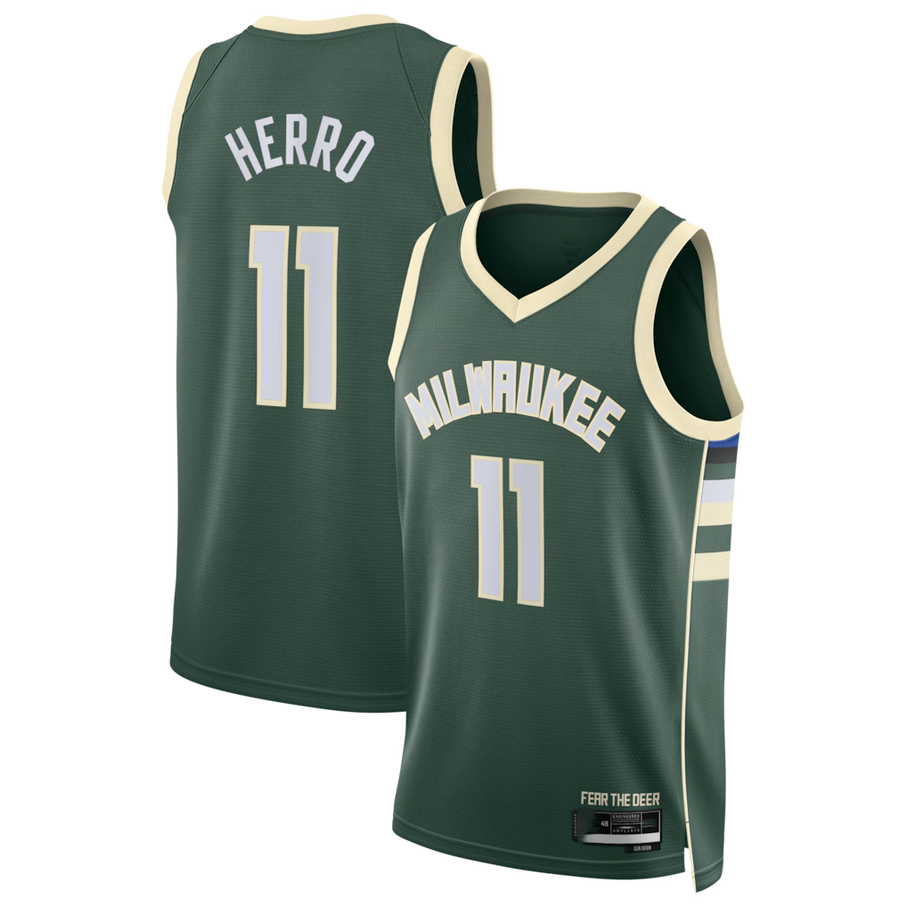 Pouc M.Bucks #11 Tyler Herro Hunter Green Swingman Jerseys - Icon Edition