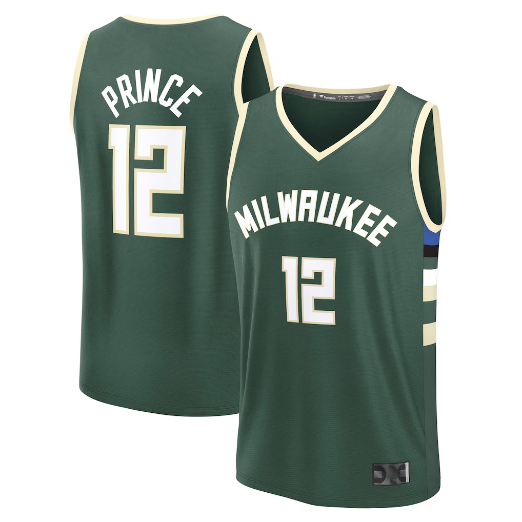 Pouc M.Bucks #12 Taurean Prince Hunter Green Fast Break Replica Player Jerseys - Icon Edition