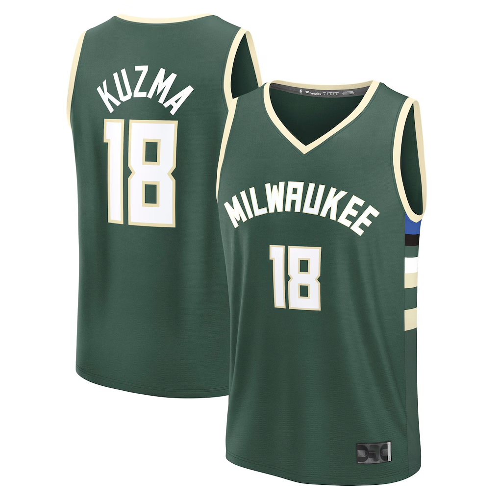 Pouc M.Bucks #18 Kyle Kuzma Hunter Green Fast Break Replica Player Jerseys - Icon Edition