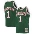 Pouc M.Bucks #1 Oscar Robertson Mitchell & Ness Green 197172 Hardwood Classics Swingman Jerseys