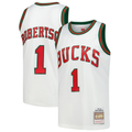 Pouc M.Bucks #1 Oscar Robertson Mitchell & Ness White Hardwood Classics Swingman Jerseys