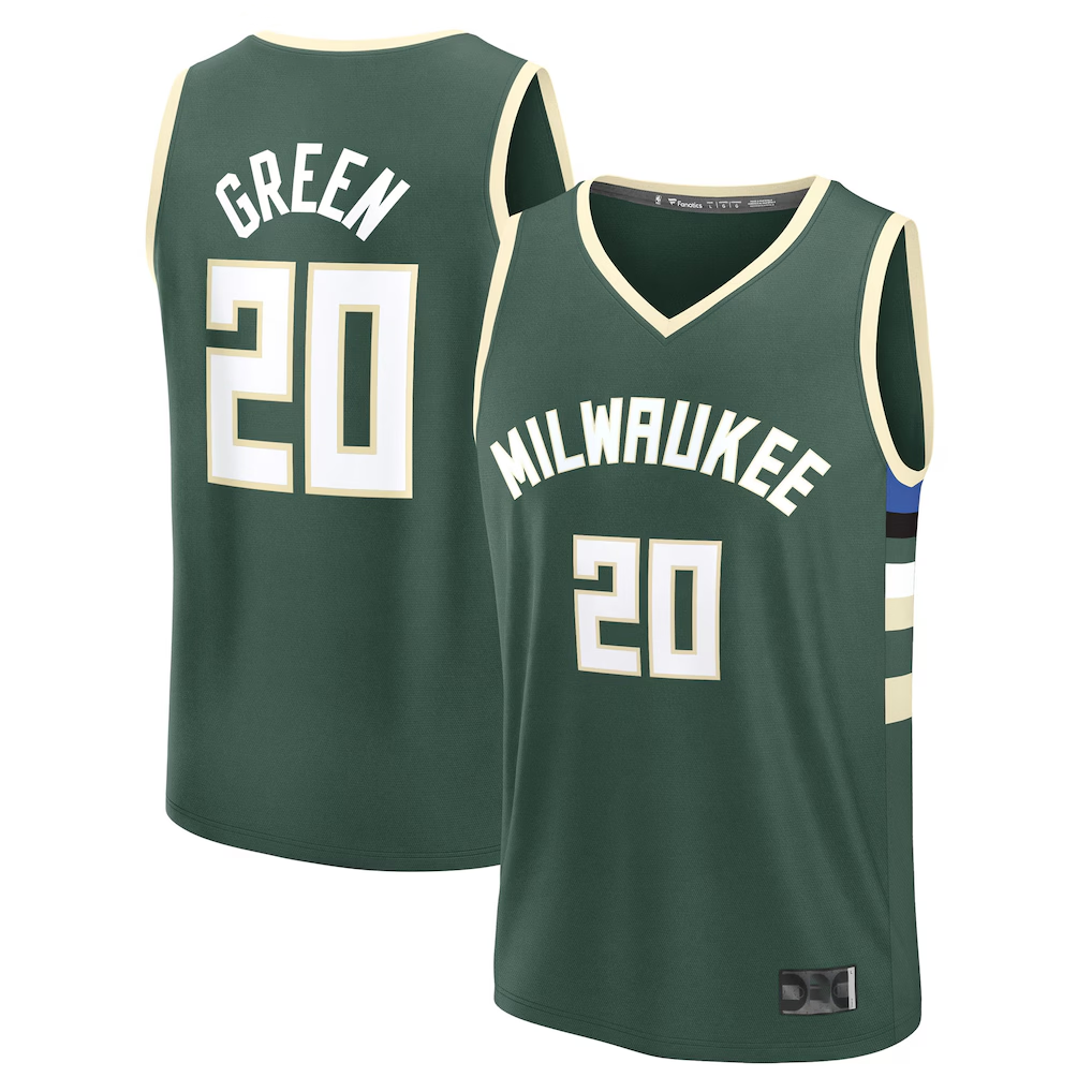 Pouc M.Bucks #20 A.J. Green Hunter Green Fast Break Replica Player Jerseys - Icon Edition