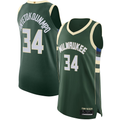 Pouc M.Bucks #34 Giannis Antetokounmpo Hunter Green Authentic Jerseys - Icon Edition