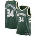 Pouc M.Bucks #34 Giannis Antetokounmpo Hunter Green Swingman Jerseys - Icon Edition