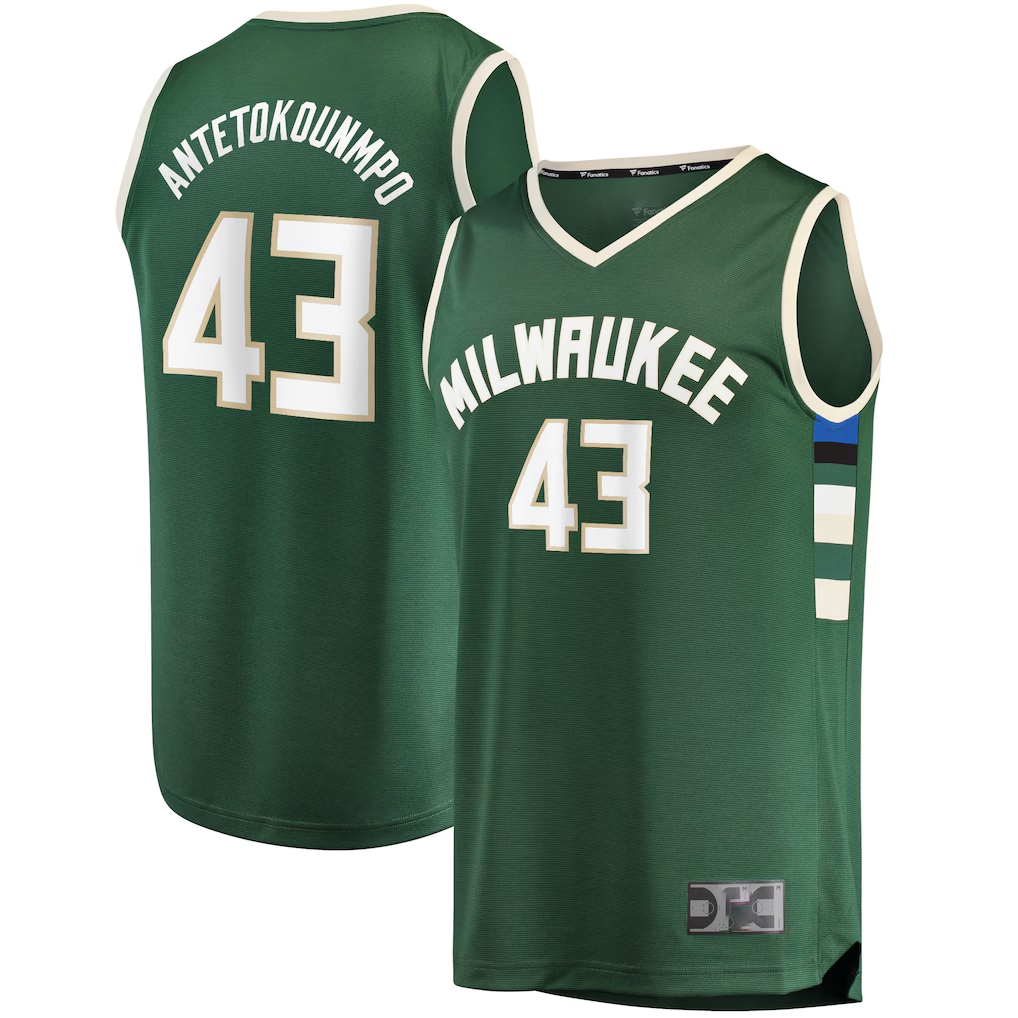 Pouc M.Bucks #43 Thanasis Antetokounmpo Hunter Green Fast Break Replica Player Jerseys - Icon Edition