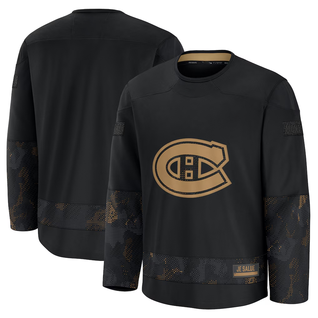 Pouc M.Canadiens Black 2024 Military Appreciation Practice Jerseys