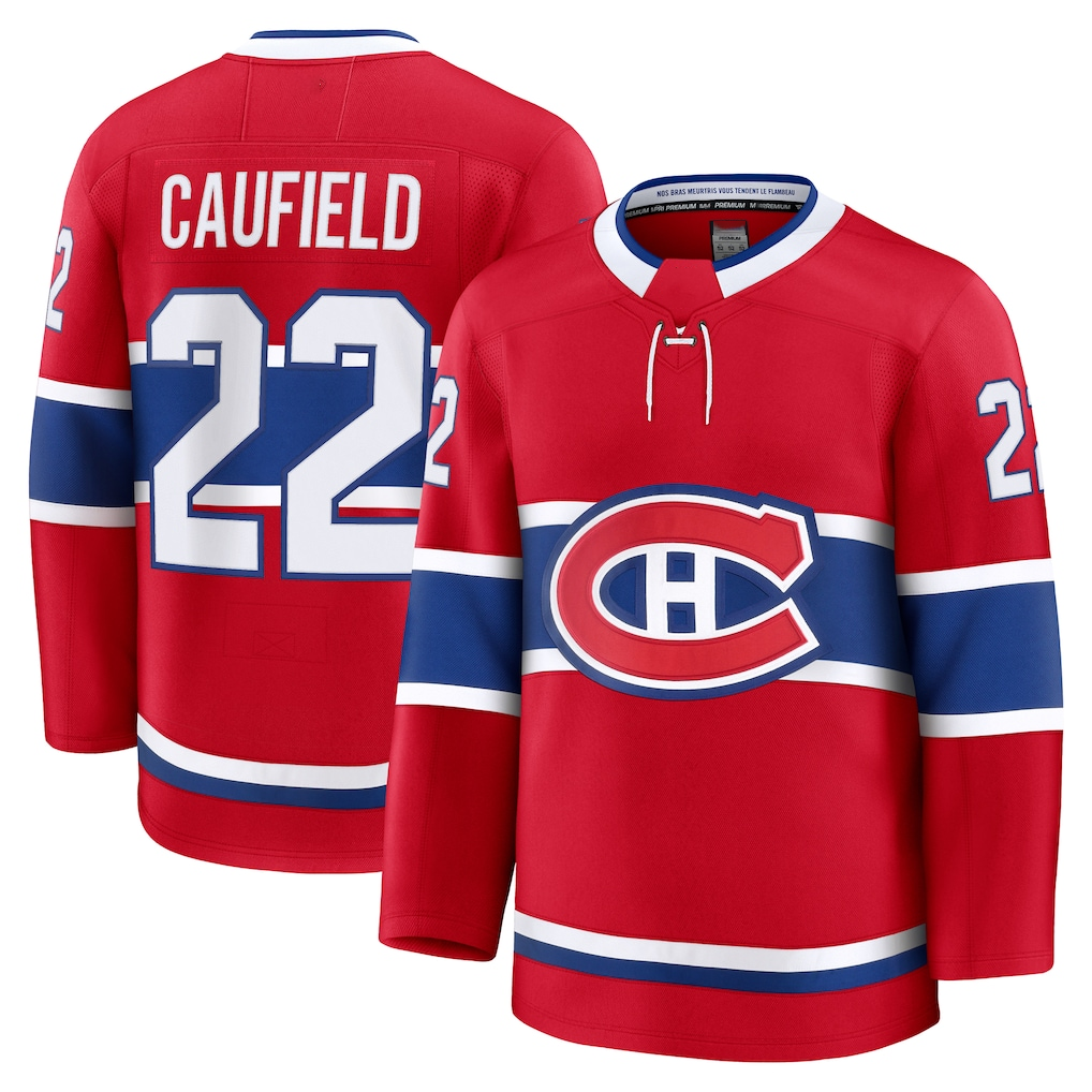 Pouc M.Canadiens #22 Cole Caufield Red Home Premium Jerseys
