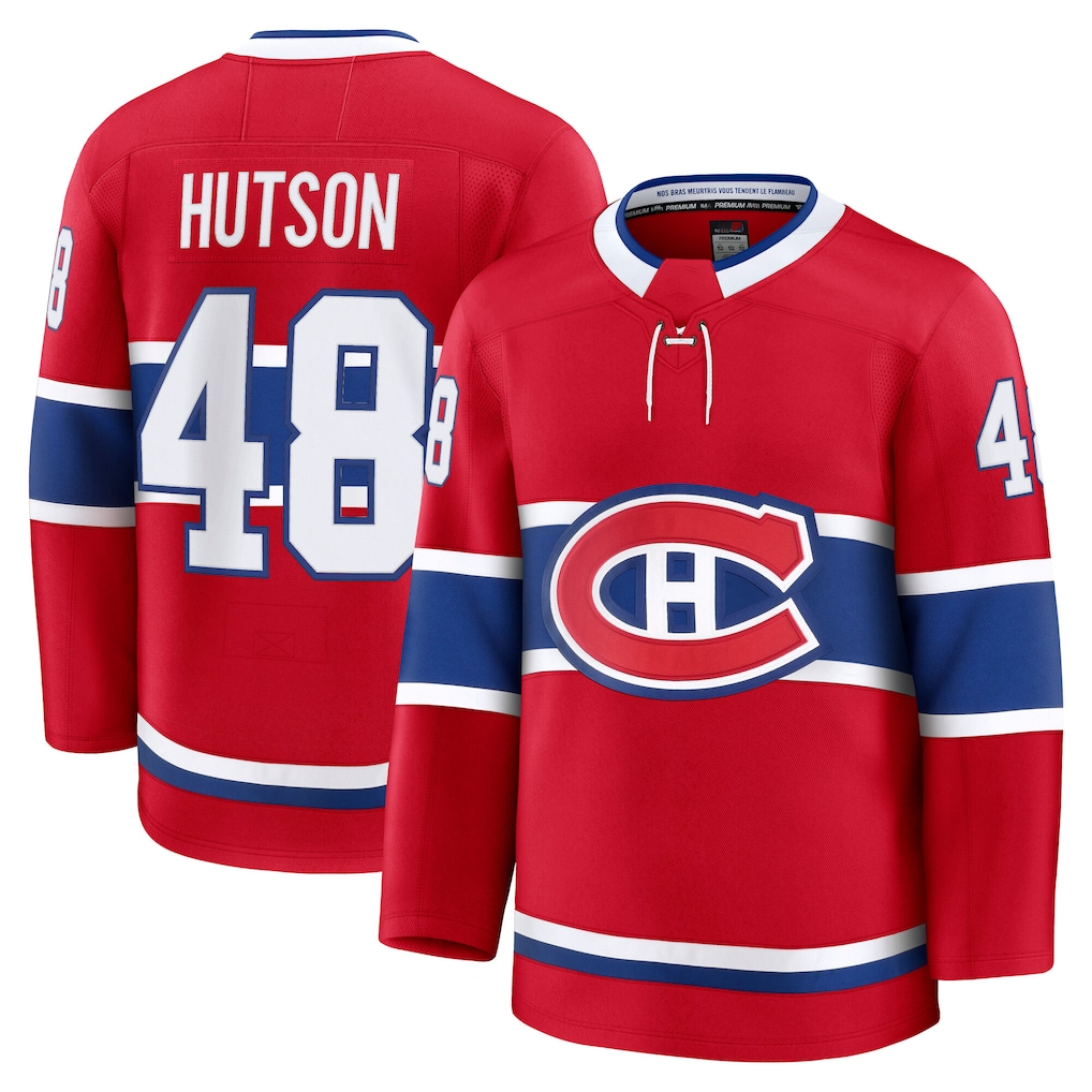 Pouc M.Canadiens #48 Lane Hutson Red Home Premium Jerseys