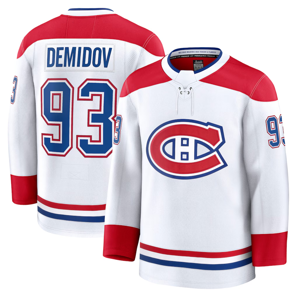 Pouc M.Canadiens #93 Ivan Demidov White Away Premium Jerseys