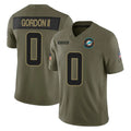 Pouc M.Dolphins #0 Ollie Gordon II Player Olive 2025 Salute To Service Limited Game Stitched Jerseys