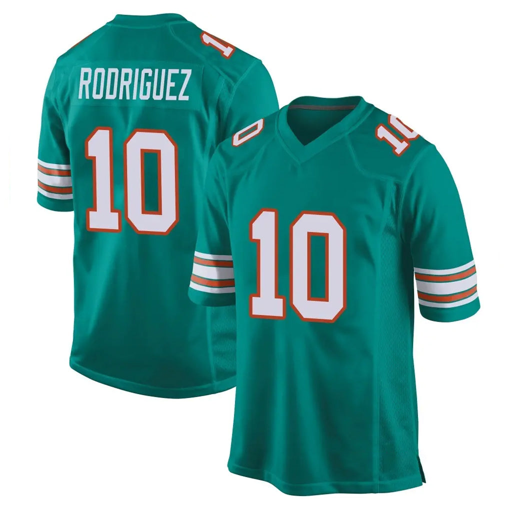 Pouc M.Dolphins #10 Jacob Rodriguez Player Aqua Alternate Home Game Stitched Jerseys