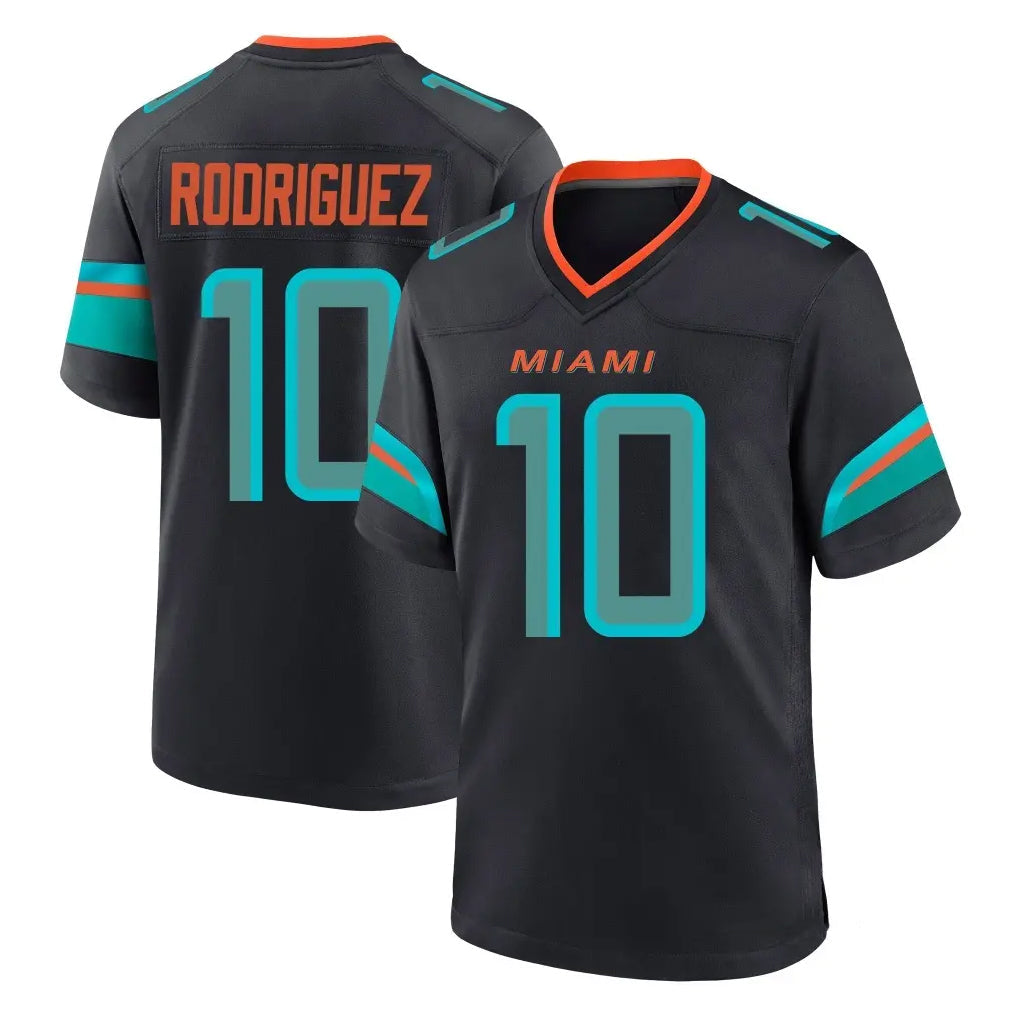 Pouc M.Dolphins #10 Jacob Rodriguez Player Black Pitch Rivalries Collection Home Game Stitched Jerseys