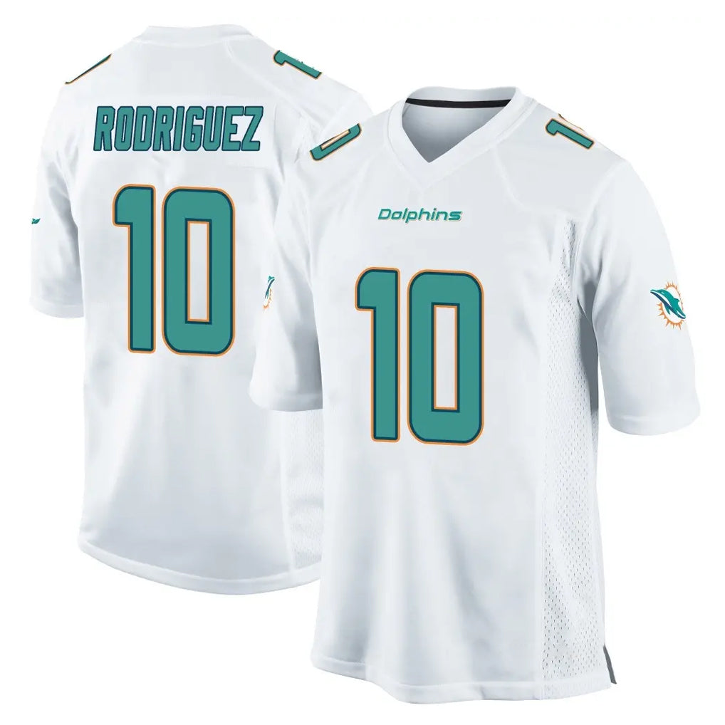 Pouc M.Dolphins #10 Jacob Rodriguez Player White Home Game Stitched Jerseys