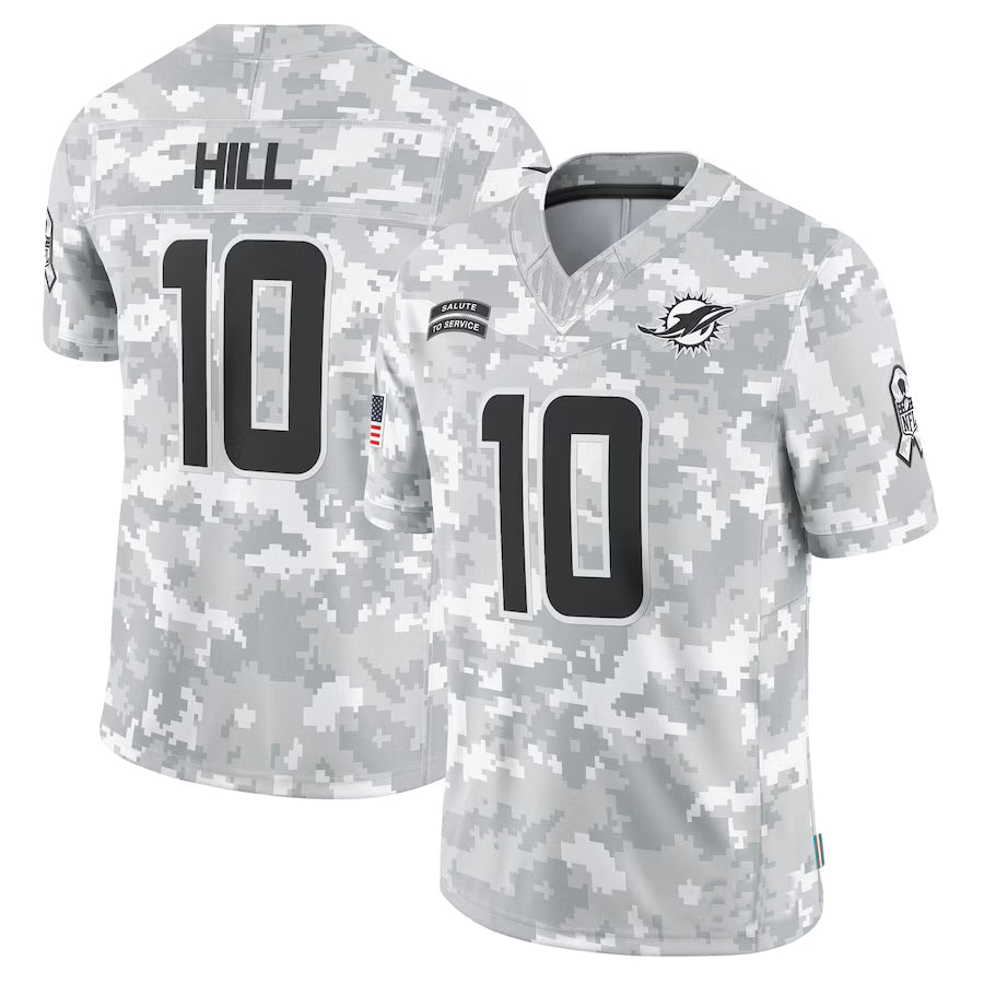 Pouc M.Dolphins #10 Tyreek Hill Player Arctic Camo Salute to Service Limited Stitched Jerseys