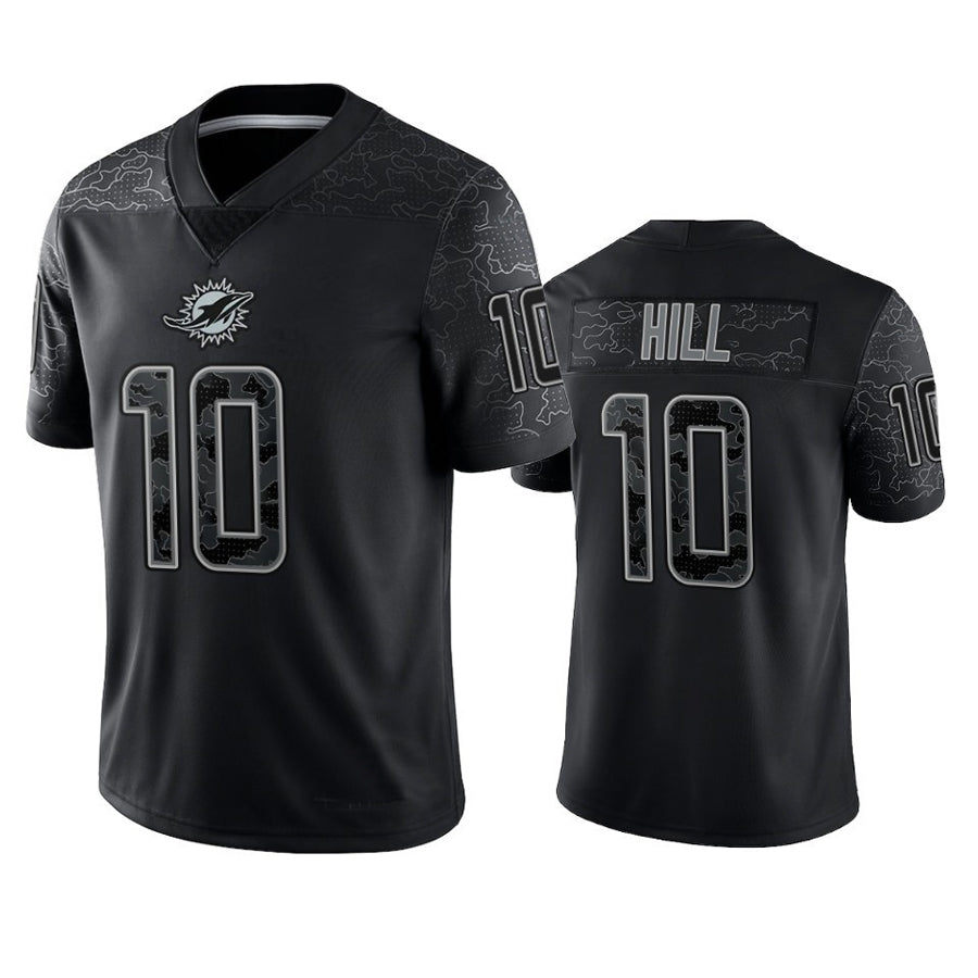 Pouc M.Dolphins #10 Tyreek Hill Player Black RFLCTV Limited Stitched Jerseys