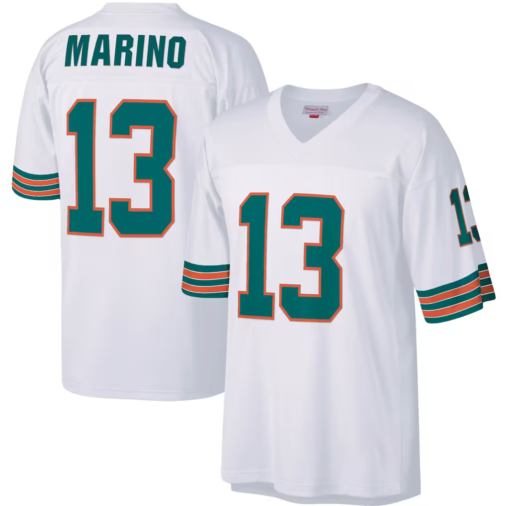 Pouc M.Dolphins #13 Dan Marino Mitchell & Ness White Big & Tall 1984 Retired Player Replica Stitched Jerseys