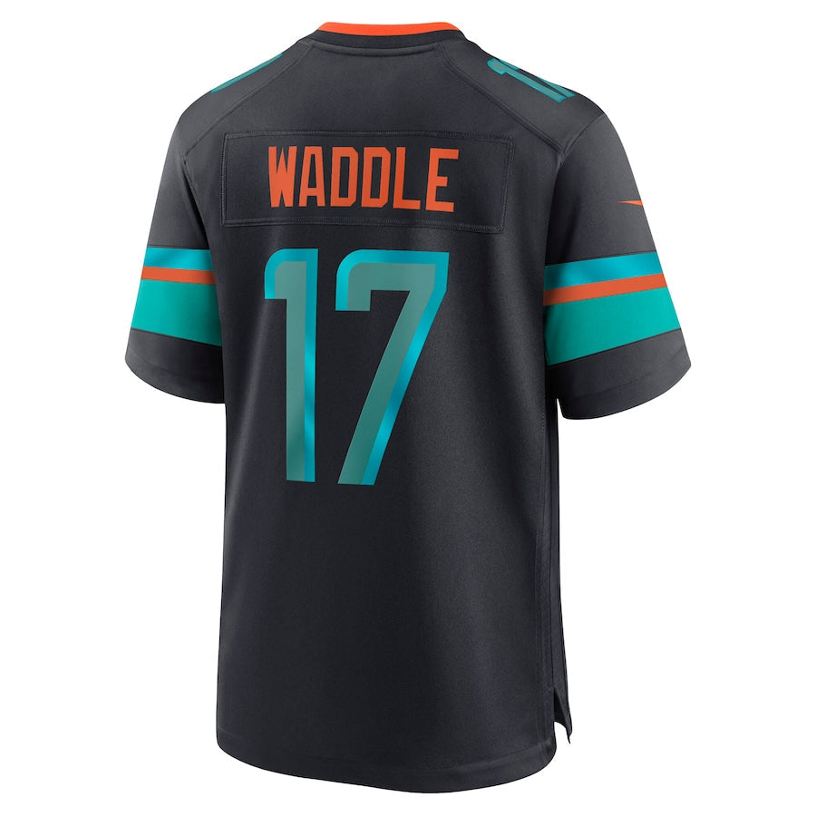 Pouc M.Dolphins #17 Jaylen Waddle Player Blue Rivalries Collection Game Stitched Jersey