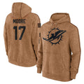 Pouc M.Dolphins #17 Trey Moore Player Brown Salute to Service Hoodies Limited Game Stitched Jerseys